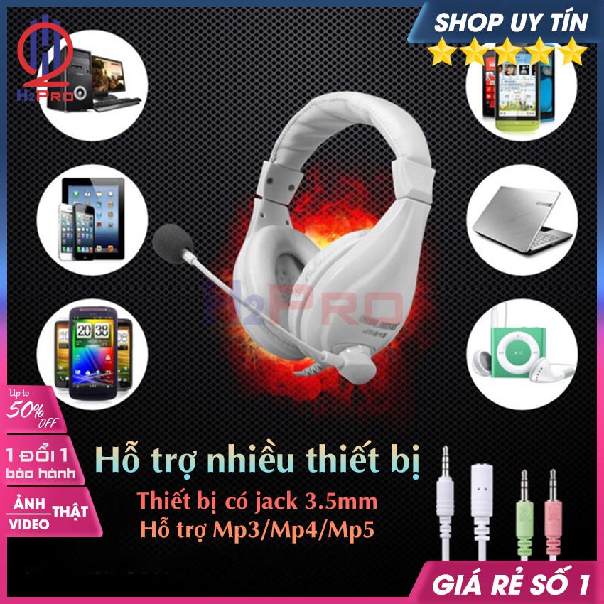 Tai Nghe Chụp Gaming, Tai Nghe Chụp Tai Có Dây JT-813 Chống Ồn, Bass Hay, Dây Dài 2.1M-Tặng Dây Gộp Micro-H2Pro Audio