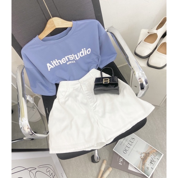 SET ÁO TÍM CHỮ IN TRẮNG + QUẦN SHORT TRẮNG