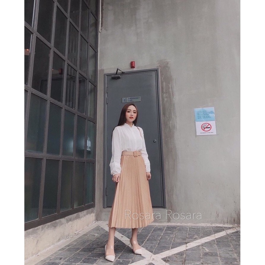 [Mã WASKT304 giảm 15% tối đa 30K đơn 99K] Chân váy xếp li cạp chun có đai ROSARA CVA 88 | BigBuy360 - bigbuy360.vn