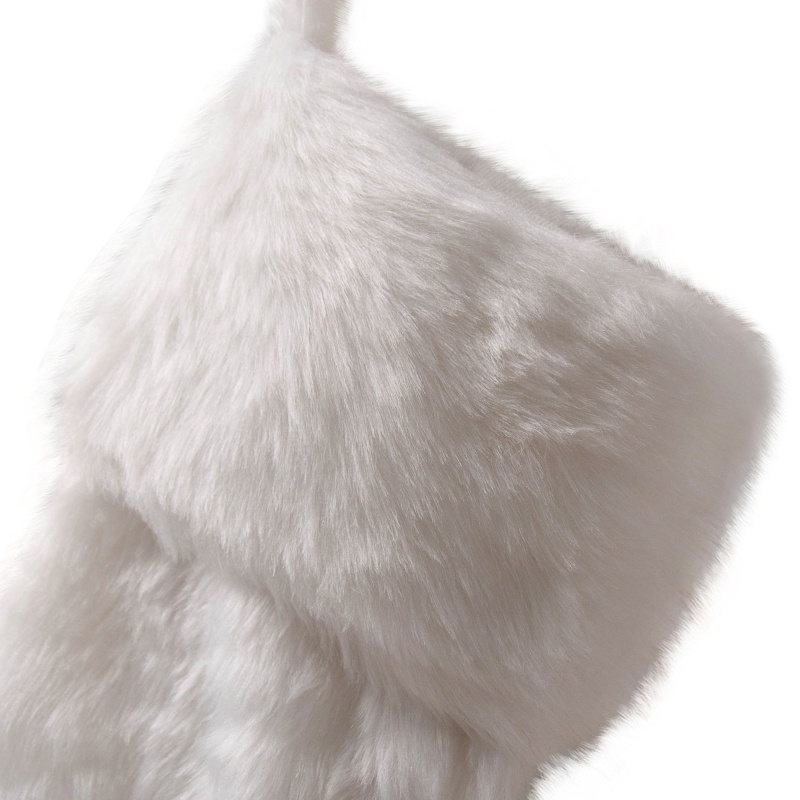 Vớ Lông Màu Trắng Treo Trang Trí Giáng Sinh