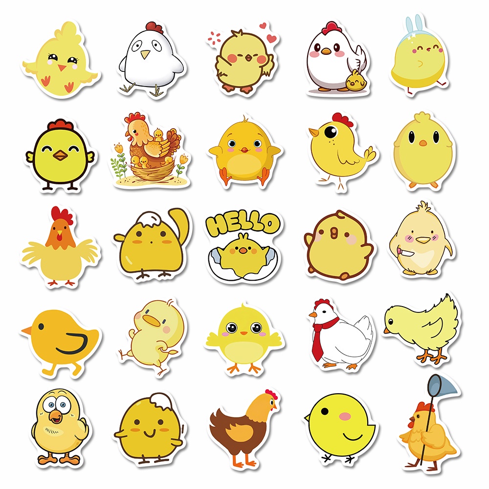50 miếng dán hình gà con chống nước trang trí laptop/ điện thoại