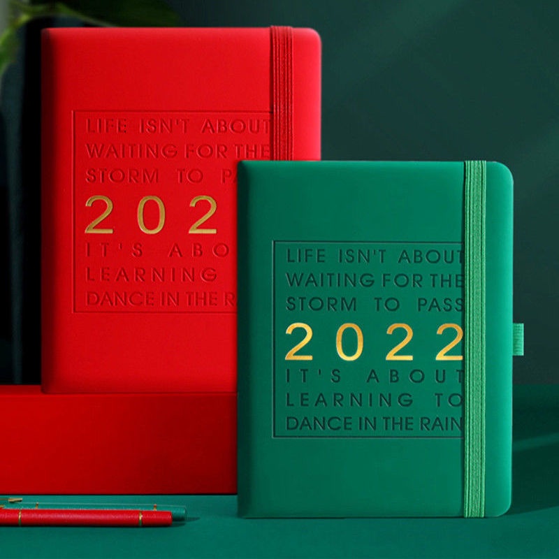 Sổ tay lên kế hoạch 12 tháng năm 2022 bìa da mềm tinh tế có đai giữ tiện lợi