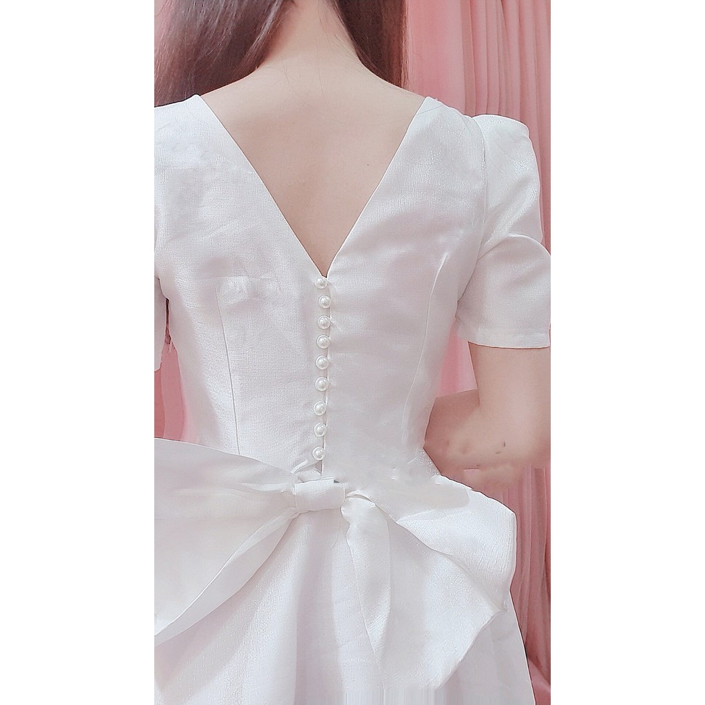 Đầm dự tiệc, dạo phố nơ lưng dáng xòe tay bồng tiểu thư - Ely Dress