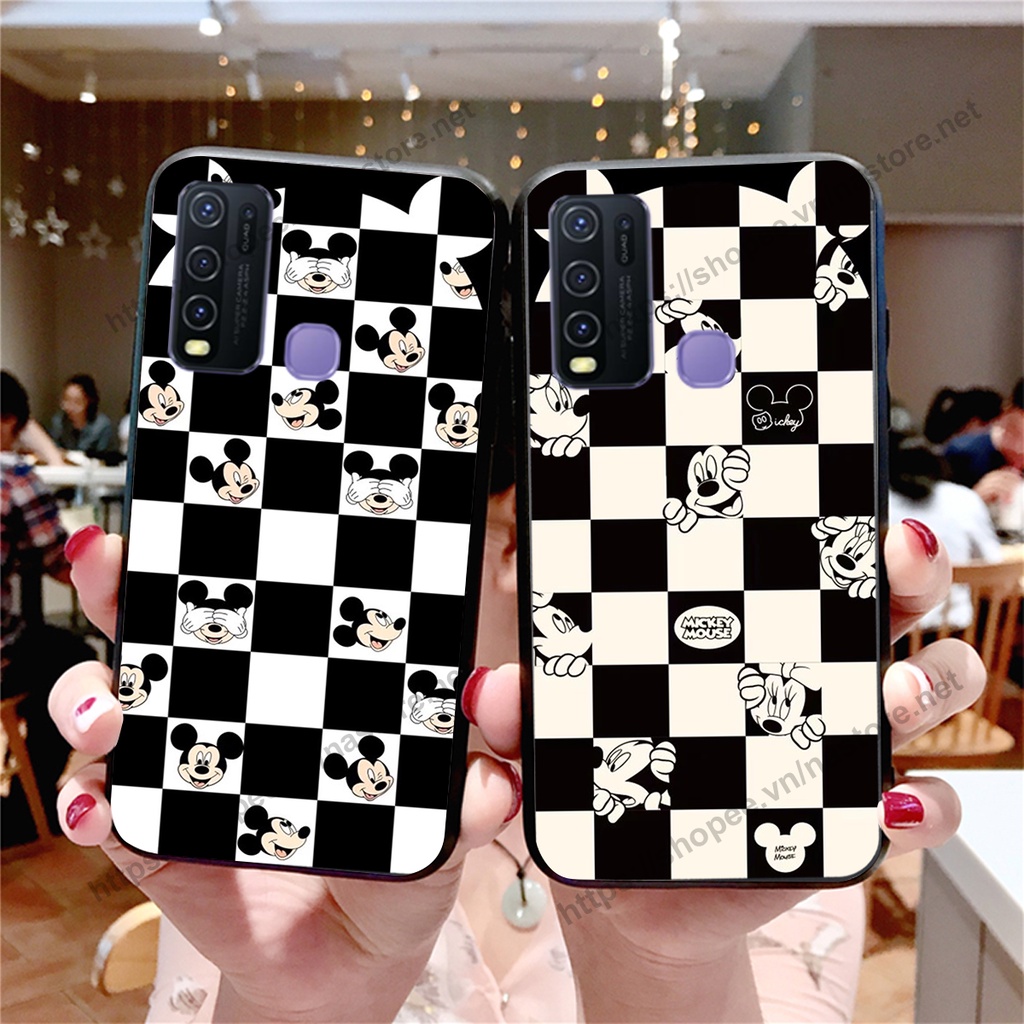 Ốp lưng Vivo Y30 / Y50 trái tim họa tiết caro, mikey họa tiết beabrick kaws cute