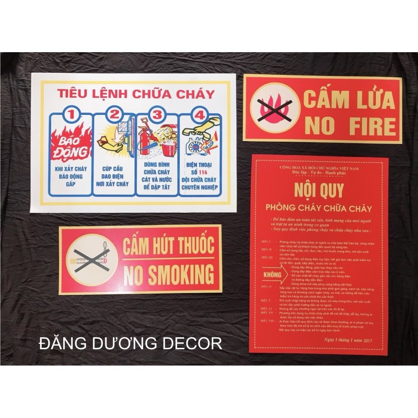 TIÊU LỆNH PCCC - NỘI QUY PCCC - CẤM HÚT THUỐC - CẤM LỬA [ ẢNH THẬT 100%]