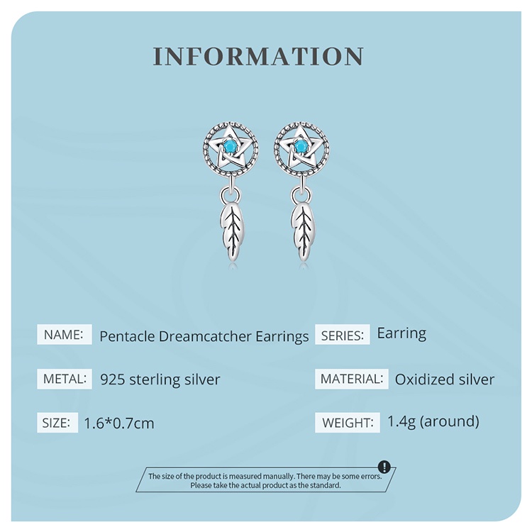 Khuyên tai BAMOER SCE1492 bằng bạc 925 hình dreamcatcher thời trang