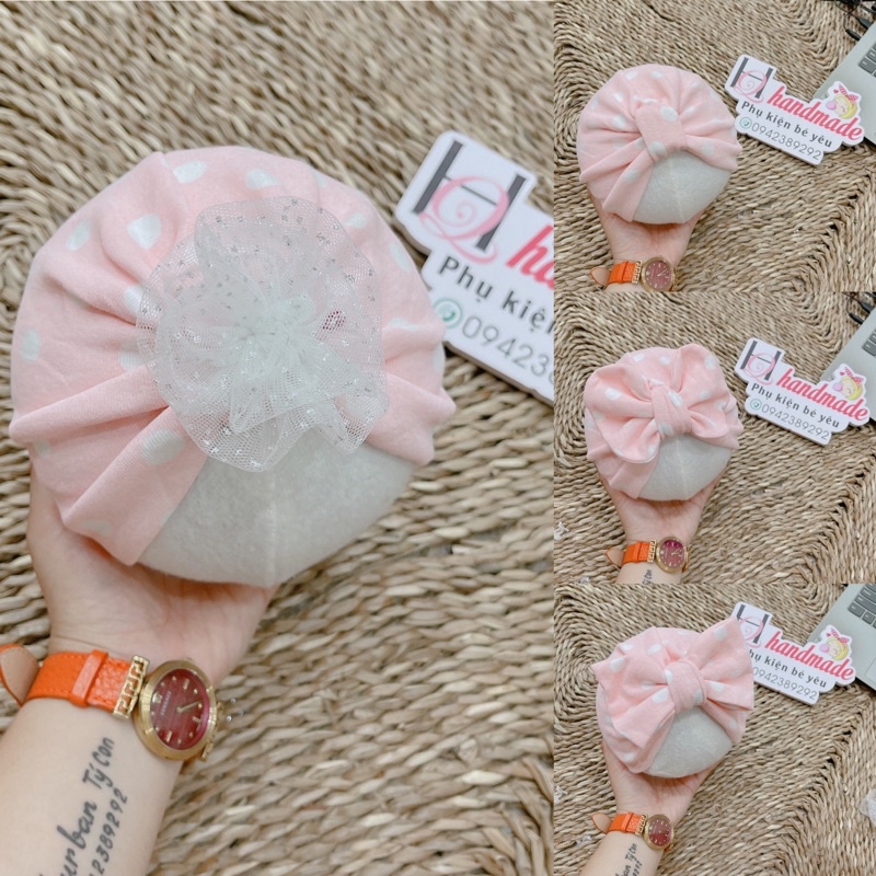 Turban sơ sinh - vải coton 4 chiều( 4-7kg.6-9kg)