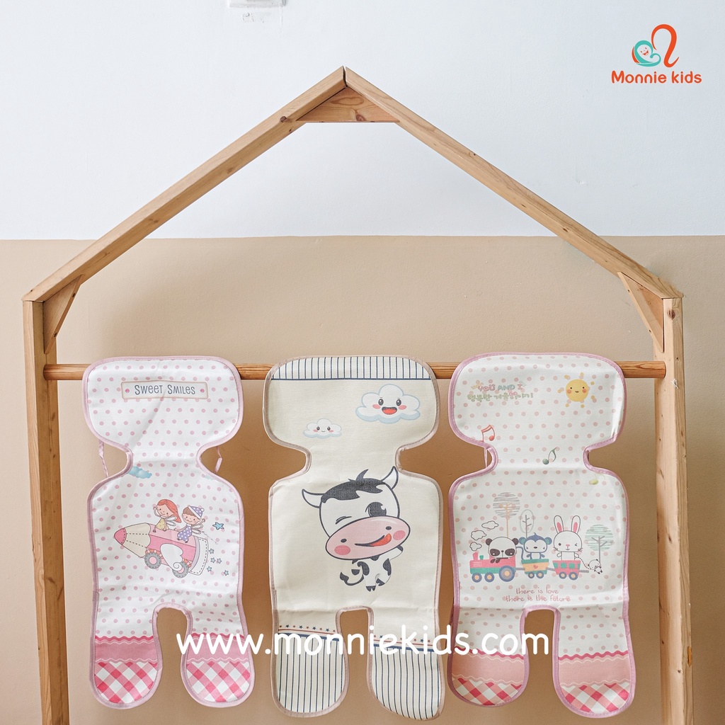 Tấm lót xe đẩy cho bé 3D 33x75cm, chiếu điều hòa đa năng tản nhiệt - Monnie Kids