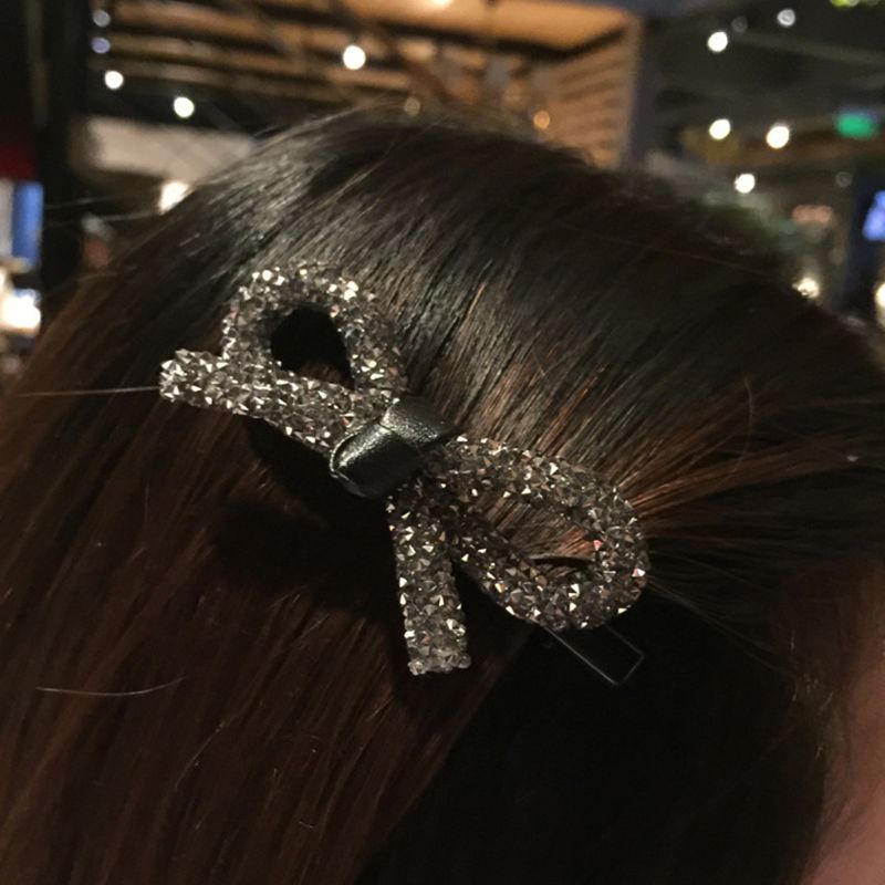 Youyo Kẹp Tóc Hình Nơ Rỗng Đính Đá Lấp Lánh Phong Cách Vintage Cho Nữ Alligat