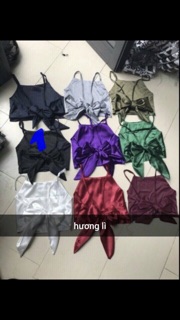 Áo phi lụa cột nơ eo hàng shop xả