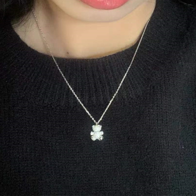 Vòng cổ Mặt Hình Gấu Phát Sáng Sang Trọng Thời Trang Thu Đông Cho Nữ