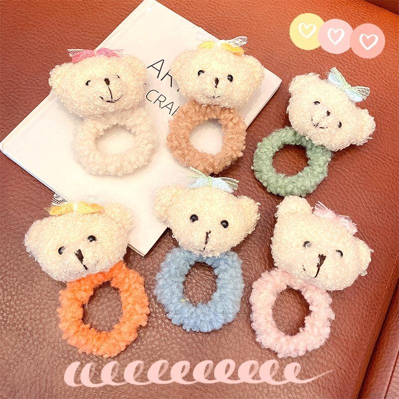 Dây buộc tóc co giãn hình gấu nhồi bông dễ thương cho nữ