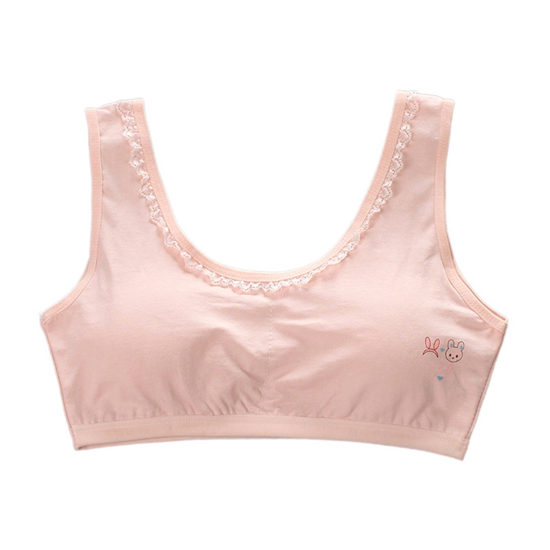 Áo Ngực Thể Thao Cotton Cổ Chữ U In Họa Tiết Hoạt Hình Phối Ren Có Mút Đệm Dành Cho Nữ