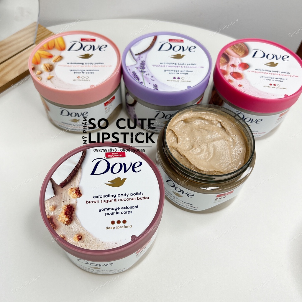 Set Tẩy Da Chết Body Dove Exfoliating Body Polish (Set 3 Hũ và Set 2 Hũ)