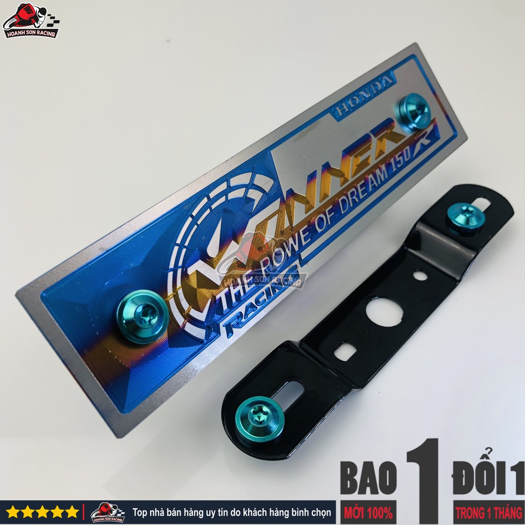 Bảng tên 3D WINNER  titan chính hãng, tặng pát gắn và ốc titan gr5 xanh lục bảo  Hoành Sơn Racing