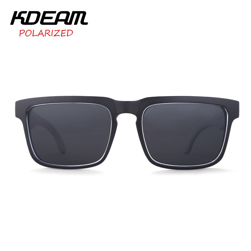 KDEAM sports outdoor polarized sunglasses men trend sunglasses black and white frame gray film KD901P-C19