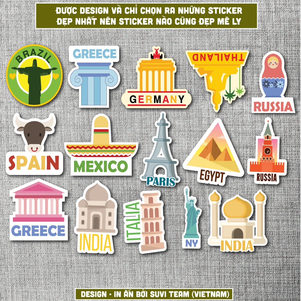 50 Sticker Phong Cảnh chống nước sticker dán laptop, điện thoại, đàn guitar, mũ bảo hiểm, vali. MSP: T06