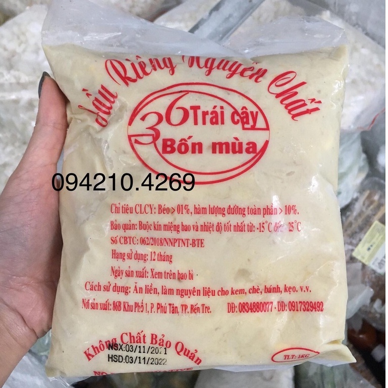Cơm Sầu Riêng Nhuyễn gói 1kg- ĐỒ TƯƠI CHỈ GIAO HỎA TỐC HÀ NỘI