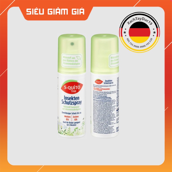 Bộ Xịt Chống Muỗi, Kem Bôi Côn Trùng Đốt, Thanh Lăn và Gel Bôi Muỗi Đốt Squito Free cho bé của Đức