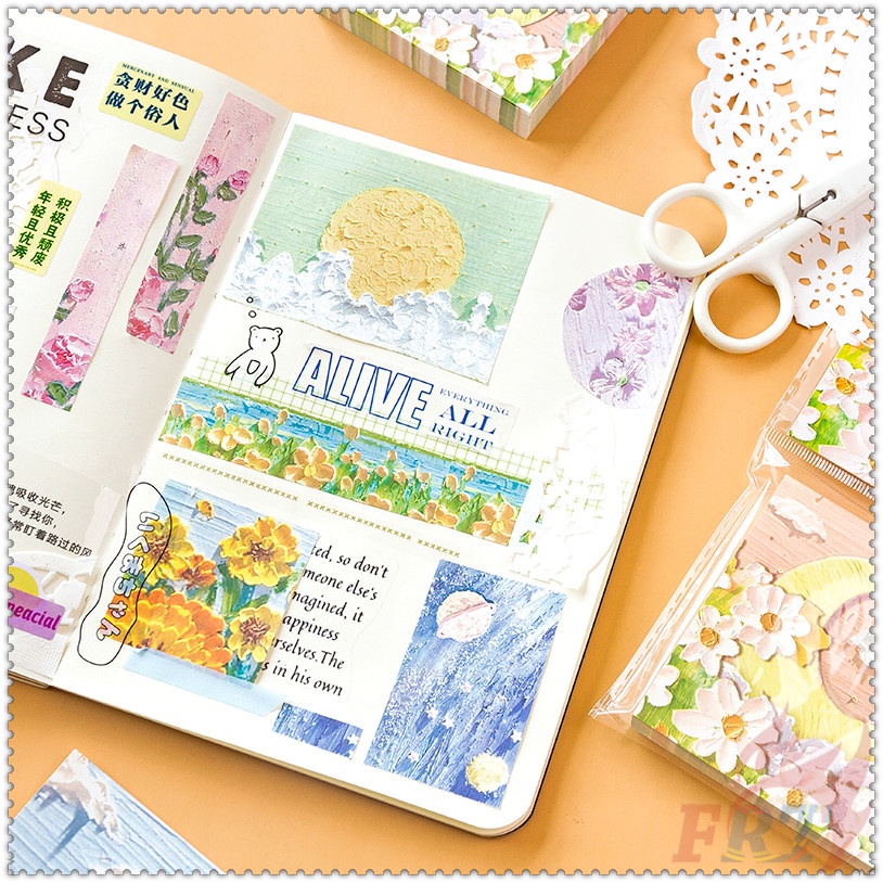 ❀ Giấy Ghi Chú Họa Tiết Tranh Sơn Dầu ❀ Set 100 Tờ Giấy Ghi Chú Nhiều Màu Sắc Dùng Để Ghi Chú / Lập Kế Hoạch