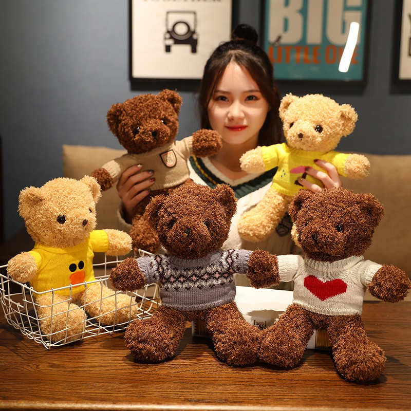 Gấu Teddy Nhồi Bông Mặc Đồ Len Sáng Tạo Mới