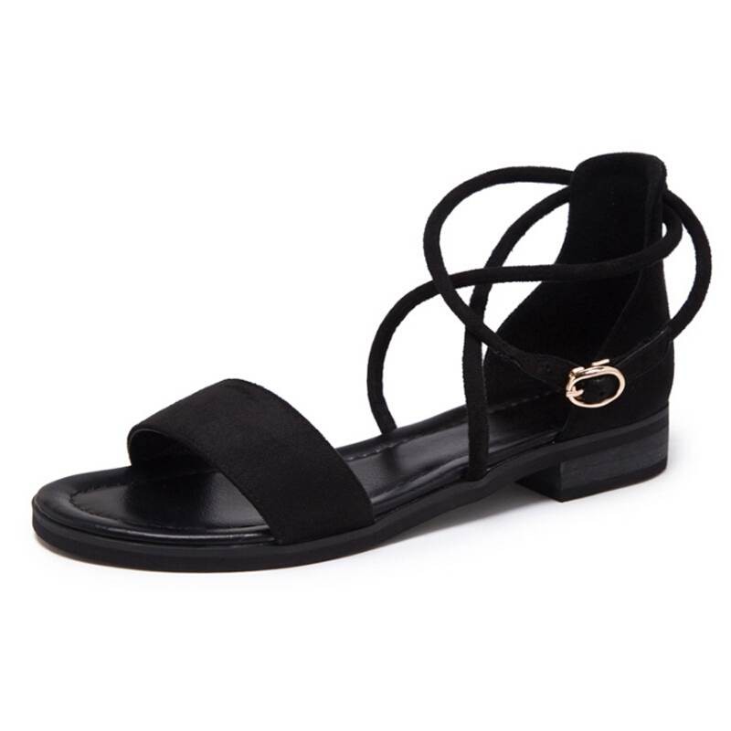 Sandal nhung dây chéo cổ chân-Camlyn