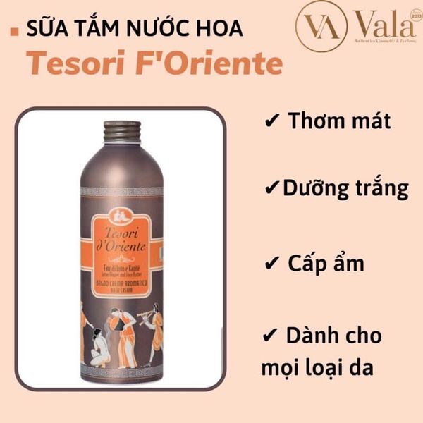 CHAI 500ML SỮA TẮM HOA SEN HƯƠNG NƯỚC HOA TESORI D'ORIENTE KÈM VÒI NHẤN