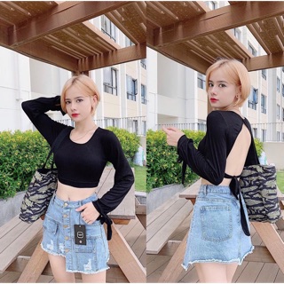 Áo tay dài cột nơ