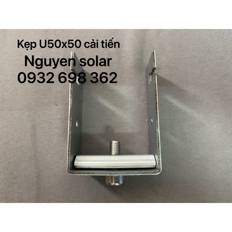 Pát U 50x50 kẹp dưới tấm pin năng lượng mặt trời mẫu cải tiến ít rỉ sét  kích thước U50x50 mm solar panel NS-U5050