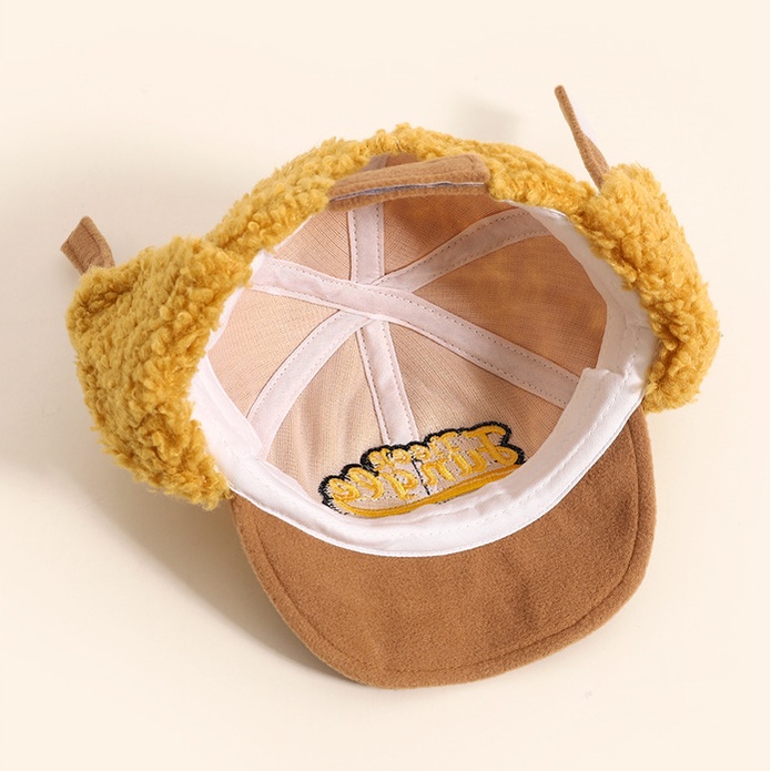 Mũ Bóng Chày Dày Dặn Viền Mềm Thêu Chữ Phối Bóng Lông Giữ Ấm Tai Chống Gió Mùa Đông Cho Bé