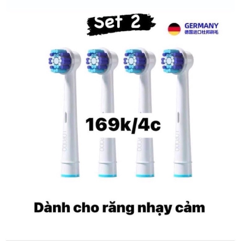 Set 4 đầu bàn chải phù hợp dòng máy Oral B tặng kèm tăm nha khoa