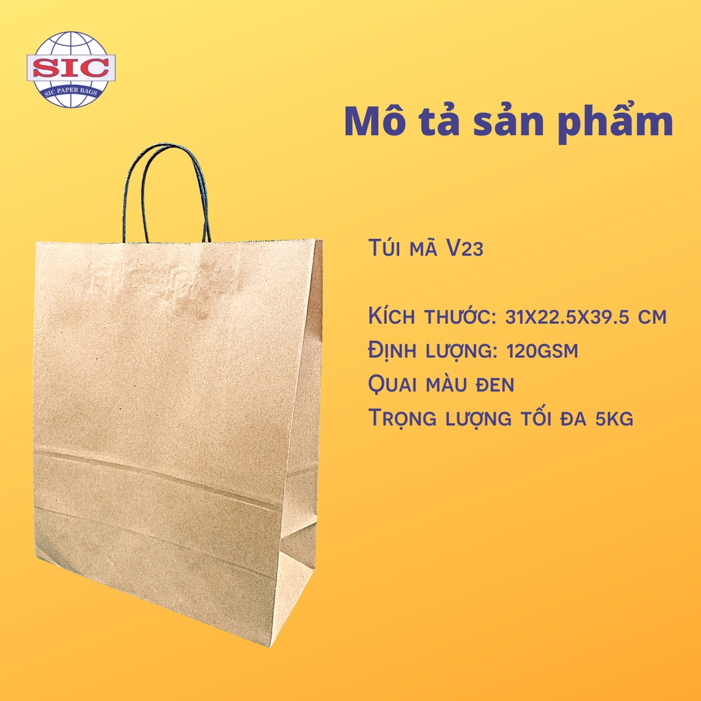 [SET 100 CHIẾC] TÚI GIẤY KRAFT V23: 31x22.5x39.5 cm CÓ QUAI ( ẢNH THẬT)