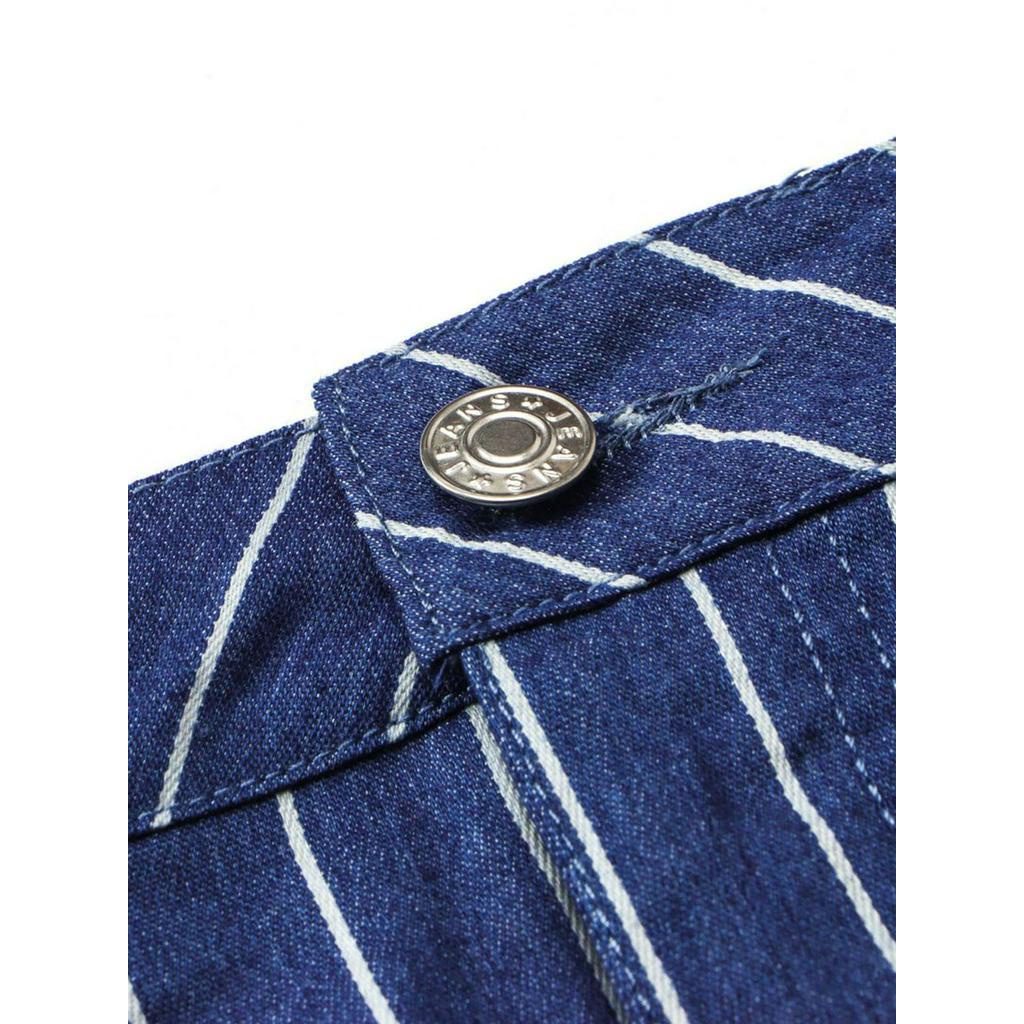 Chân váy jean chữ A lưng cao họa tiết kẻ sọc thời trang dành cho nữ