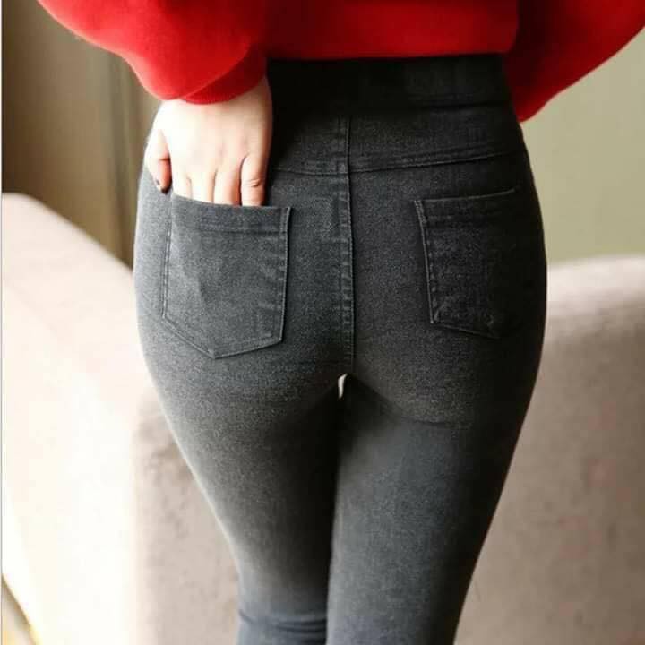 Quần Legging giả Jean cạp cao (Lót Lông/Không Lót Lông)