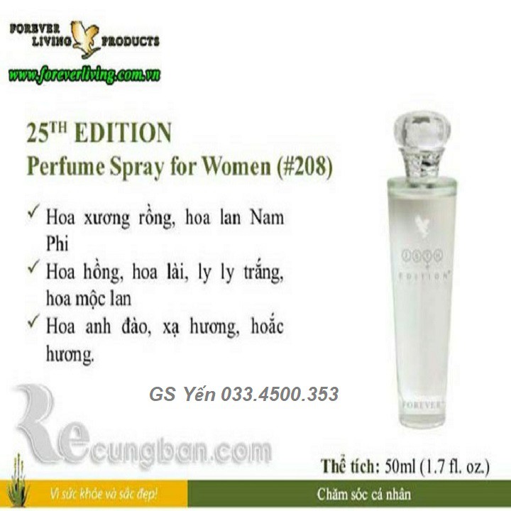 Nước Hoa Nữ Forever [CHÍNH HÃNG] 💗 208FLP - 25TH EDITION Perfume Spray For Women Thơm Quyến Rũ