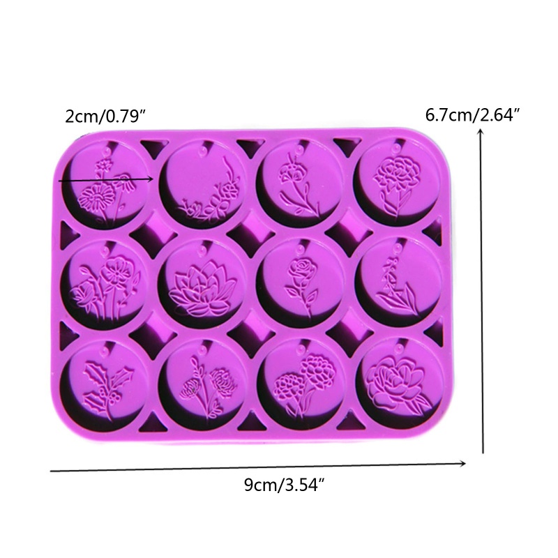Khuôn Silicone Làm Trang Sức 12 Tháng Hình Tròn In Hoa