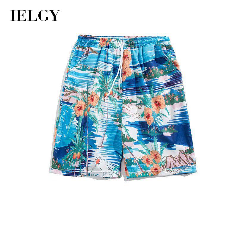 Quần short đi biển IELGY eo co giãn phong cách Hawaii cho nam giới