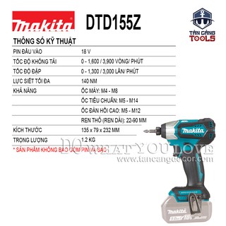 MÁY BẮT VÍT MAKITA DTD155Z
