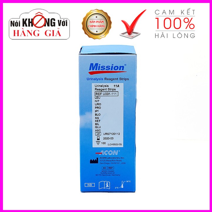 Que thử nước tiểu URS mission ACON 11 thông số hộp 100 test Home