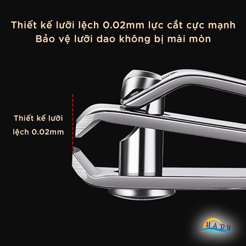 Bộ cắt móng tay cao cấp inox 420 kháng khuẩn, bấm móng tay siêu sắc bền bỉ bao da PU da cá sấu sang trọng HADU