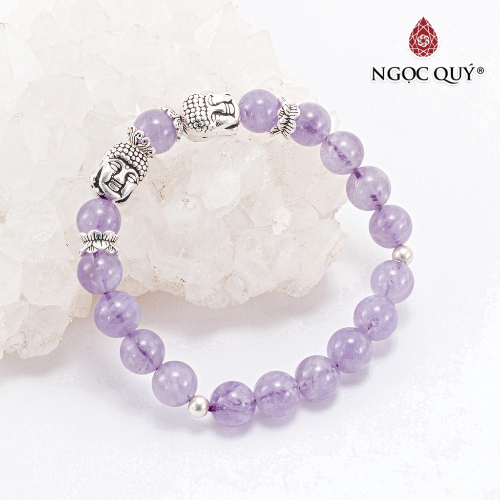 Vòng đá TA tím ngọc phối charm bạc - Ngọc Quý