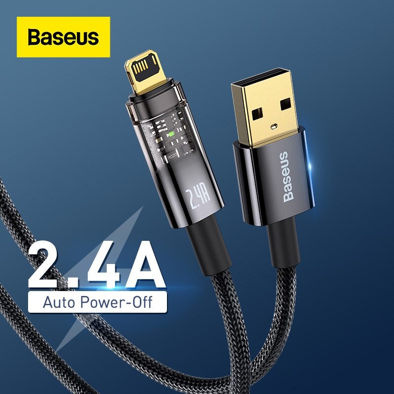 Cáp Sạc Tự Ngắt Gen2 Baseus Explorer Series dùng cho IP (Auto Power-Off, 2.4A Fast Charging &amp; Data Cable)