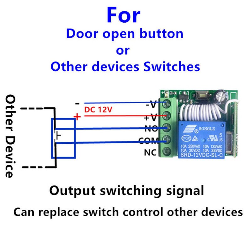 Wireless Remote Control Switch DC12V 1CH Relay Receiver Module + 2 RF Transmitte