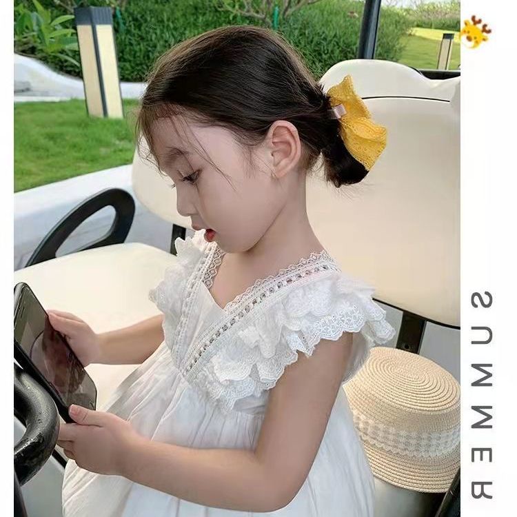 Đầm Công Chúa Sát Nách Chất Liệu Cotton Màu Trắng Cho Bé Gái