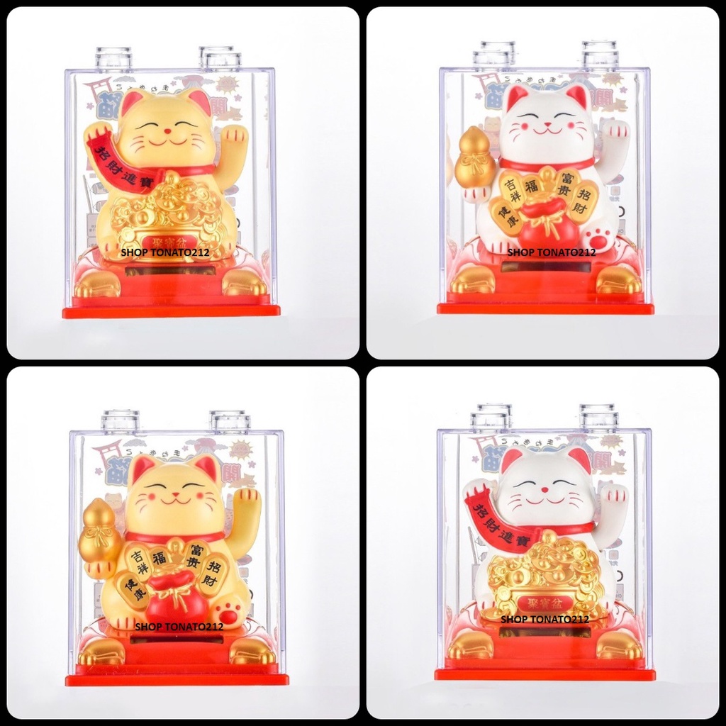 (CÓ HỘP NHỰA ĐI KÈM)MÈO THẦN TÀI, MÈO MAY MẮN MANEKI NEKO 335,336 CAO 8CM