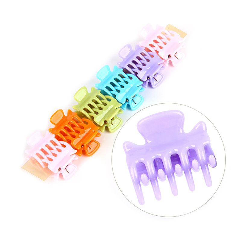 Youyo Set 12 Kẹp Tóc Càng Cua Hình Học Mini 3cm Bằng Nhựa Nhiều Màu Sắc Cho Nữ