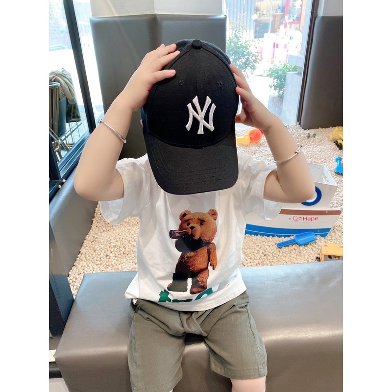 Áo thun tay lỡ hàn quốc hình gấu Teddy unisex cho bé ,Samyy_vn