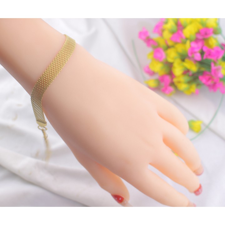 Lắc tay titan mặt lưới sang chảnh - Hàng chuẩn titan dày màu sắc bóng đẹp - Cam kết 1 đổi 1 nếu đen và gỉ sét