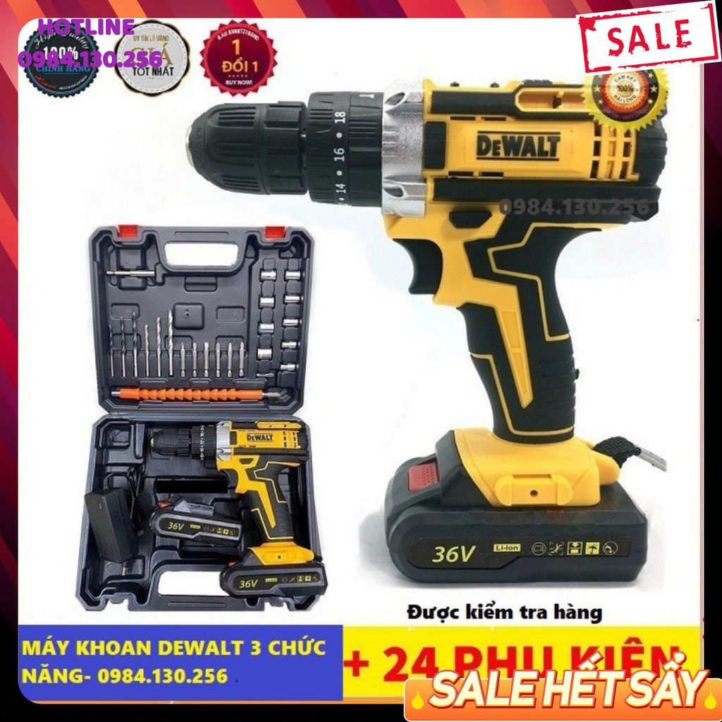 Máy khoan pin Dewalt 36V có búa - 100% lõi đồng ,khoan betong, khoan tường, khoan sắt bắn vít model DCD771