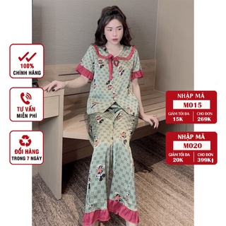 Đồ ngủ pijama ngắn tay, đồ bộ pijama lụa tay ngắn - quần dài chất liệu satin sang chảnh - 𝑴𝑰𝑵𝑺𝑯𝑶𝑷